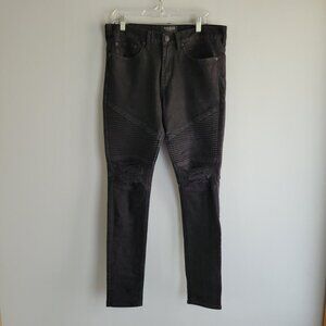 Pacsun Stacked Skinny Comfort Stretch Black Jeans 31 x 32  Ripped Knee Style
